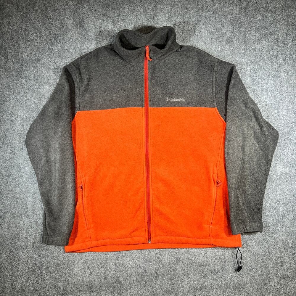 Columbia Full Zip Fleece Jacket XL Orange Hiking Zip Up Coat